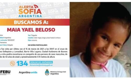 SE ACTIVÓ EL “ALERTA SOFÍA” EN TODO EL PAÍS
